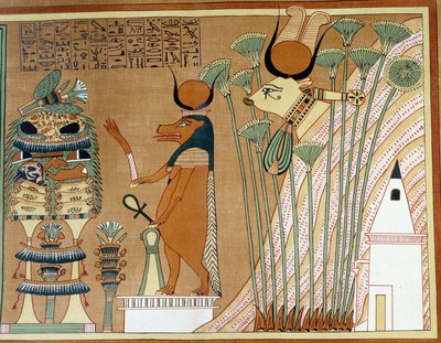 Thoueris i Hathor w papirusie. Kolegium jest podobne do papirusu Ani z Teb autorstwa Egyptian 19th Dynasty