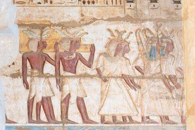 Malowany reliefowy obraz na sklepieniu autorstwa Egyptian 20th Dynasty