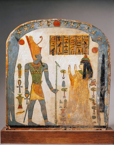 Malowana drewniana stela Lady Taperet, przedstawiająca modlącego się boga Atona Taperet z niebem reprezentowanym przez boginię Nut autorstwa Egyptian 22nd Dynasty