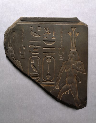 Bóg Nilu Hapi rytualnie wiążący Górny i Dolny Egipt, 663-525 p.n.e. (łupek) autorstwa Egyptian 26th Dynasty