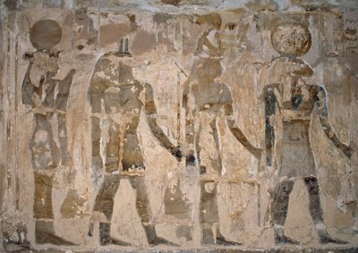 Malowidła ścienne, Świątynia Ain El Meftla, Oaza Bahariya, Giza, Egipt, 26 dynastia (663-525 pne) autorstwa Egyptian 26th Dynasty