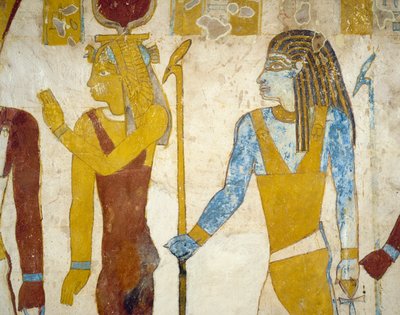 Malowidła ścienne z grobowca Pa Nentwy, Oaza Bahariya, Giza, Egipt. Cywilizacja egipska, 26 dynastia, 663-525 pne. autorstwa Egyptian 26th Dynasty
