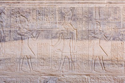 Płaskorzeźby w świątyni Philae, Asuan, Egipt autorstwa Egyptian 30th Dynasty