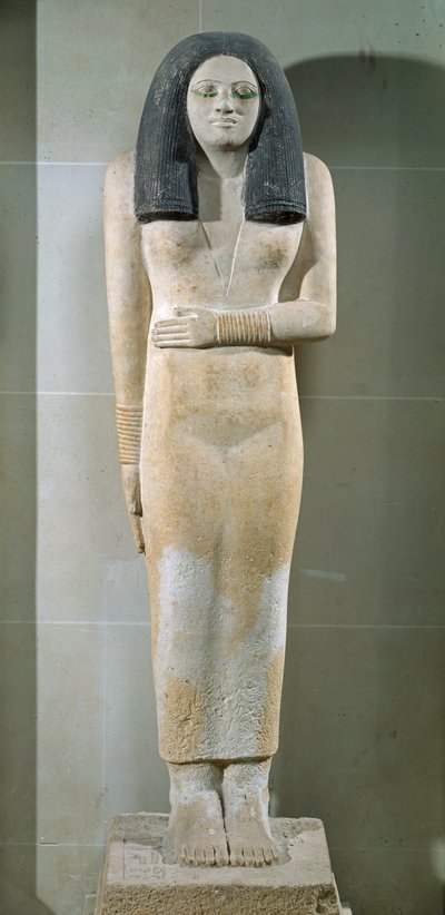 Posąg Nesy, Stare Państwo (malowany wapień) autorstwa Egyptian 3rd Dynasty