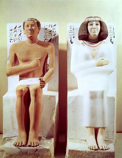 Rahotep i jego żona, Nofret, ok. 2620 pne (malowany wapień) autorstwa Egyptian 4th Dynasty