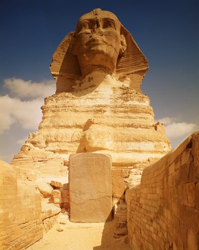 Sfinks, pochodzący z czasów panowania króla Chefrena, Stare Państwo i stela snów Totmesa IV (1419-1386 pne) Nowe Państwo autorstwa Egyptian 4th Dynasty