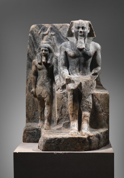 Król Sahure i bóg Nome, ok. 201 2458-2446 pne (gnejs) autorstwa Egyptian 5th Dynasty