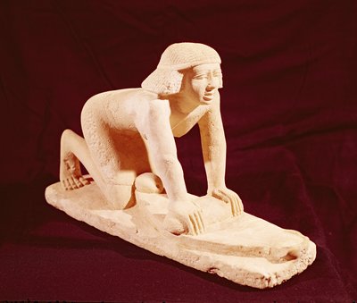 Model sługi mielącego ziarno, Stare Królestwo, z Sakkary autorstwa Egyptian 5th Dynasty