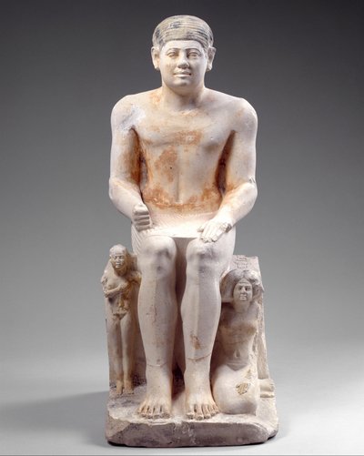 Nikare z żoną i córką, ok. 2420-2389 p.n.e. (malowany wapień) autorstwa Egyptian 5th Dynasty