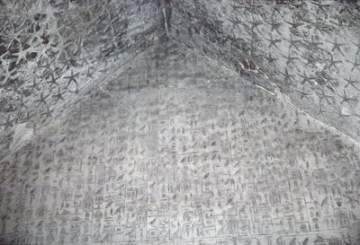Dach i ściana komory grobowej Piramidy Unasa, Stare Państwo (malowany kamień) autorstwa Egyptian 5th Dynasty
