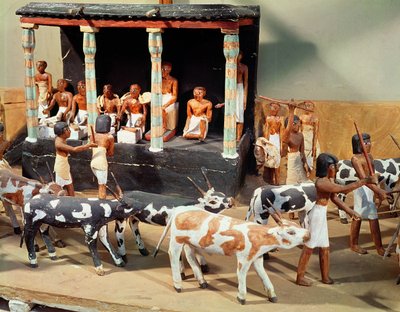 Model nagrobny spisu zwierząt gospodarskich z grobowca Meketre, Teby, Państwo Środka, ok. 2000 pne (drewno malowane) (detal) autorstwa Egyptian 6th Dynasty