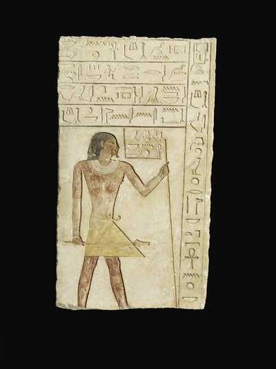 Relief przedstawiający Ankh-neb-ef, 2345-2181 pne (wapień i pigment) autorstwa Egyptian 6th Dynasty