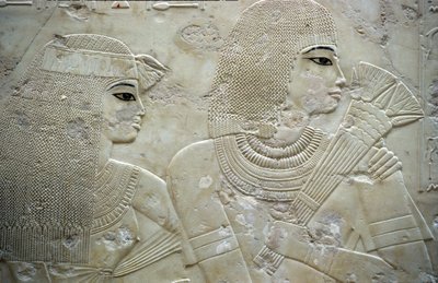 Starożytny Egipt, malarstwo/rzeźba, Ramose i jego żona, gubernator Teb, Dolina Szlachetnych, grobowiec Ramose autorstwa Egyptian Egyptian