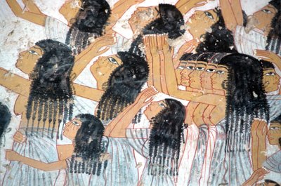 Starożytny Egipt, Malarstwo, Płaczące kobiety w procesji pogrzebowej, Grobowiec Ramose, Dolina Szlachetnych, Teby autorstwa Egyptian Egyptian