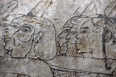 Starożytny Egipt, malowidło ścienne, azjatyccy jeńcy, styl Amarna, grobowiec Ramose, Dolina Szlachetnych, Teby autorstwa Egyptian Egyptian