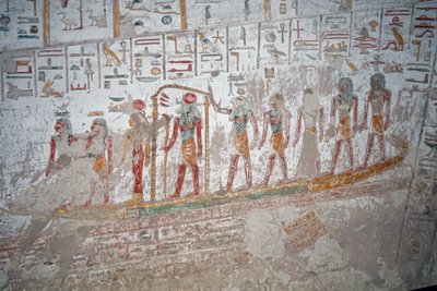 Grobowiec Ramzesa IX, hieroglif boga Ra na łodzi, Luksor autorstwa Egyptian Egyptian