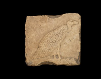 Blok ze stojącym sępem po jednej stronie i sową po drugiej, obie płaskorzeźbione, okres ptolemejski, 305-30 pne (wapień) autorstwa Egyptian Ptolemaic Period