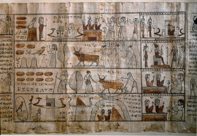 Egipski antyk: Pola Elizejskie. Papirus Księgi Umarłych. Okres ptolemejski. Turyn, muzeum egipskie autorstwa Egyptian Ptolemaic Period