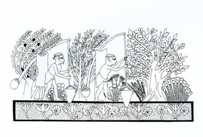 Starożytny egipski ogród autorstwa Egyptian School