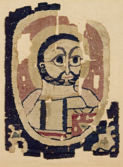 Fragment głowy, koptyjski (tekstylny) autorstwa Egyptian School