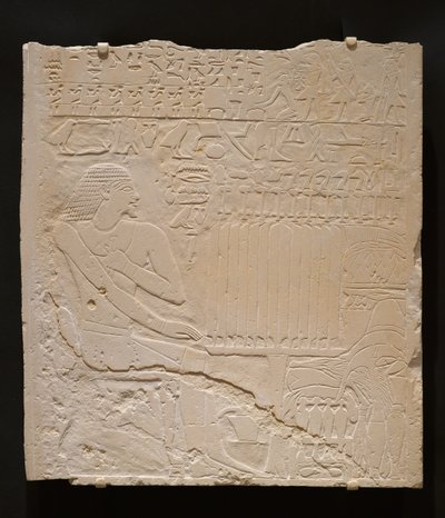 Relief z grobowca Khnumti, ok. 2345-2184 p.n.e. (biały wapień) autorstwa Egyptian School