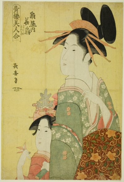 Hanaogi of the Ogiya, z serii „Piękne dzielnice przyjemności (Seiro bijin awase)” autorstwa Eishōsai Chōki