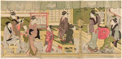 Frontowy pokój Naniwaya (Naniwaya misesaki) autorstwa Eishōsai Chōki