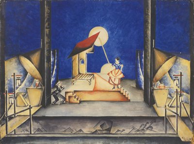 Scenografia do Opery Bastien und Bastienne W. A. Mozarta, 1925 autorstwa Ekaterina Petrova Troitskaya