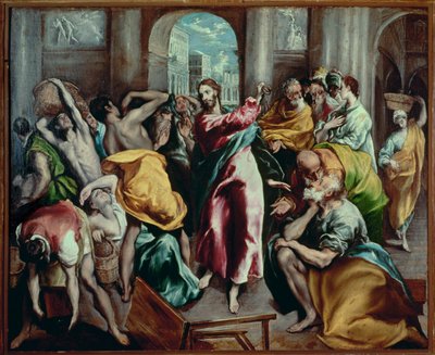 Chrystus wypędzający handlarzy ze świątyni (obraz na płótnie) autorstwa El (1541-1614) Greco