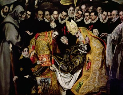 Pogrzeb hrabiego Orgaza, z legendy z 1323 r., fragment młodej strony, św. Etienne, hrabiego i św. Augustyna autorstwa El Greco
