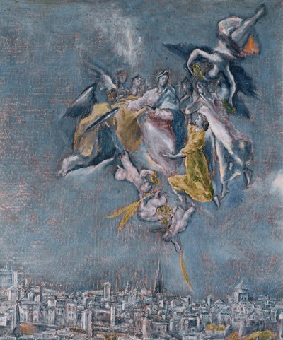 Widok i mapa Toledo (obraz na płótnie) autorstwa El (1541-1614) Greco