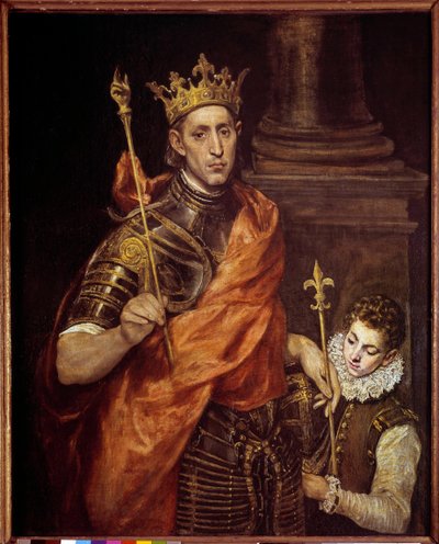 Portret św. Ludwika (Ludwik IX) z jedną stroną (1214-1270) Obraz Domenikos Theotokopoulos dit El Greco (1541-1614) Nd. 1,20 x 0,96 m² autorstwa El Greco