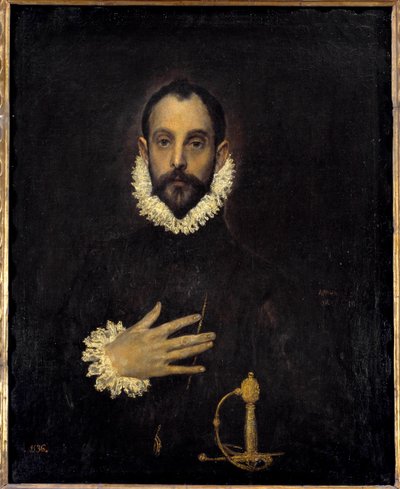 Portret dżentelmena z ręką na piersi Obraz Domenikos Theotokopoulosa dit El Greco (1540-1614). 1577 niedz. 0,81 x 0,66 m Madryt Musee du Prado autorstwa El Greco