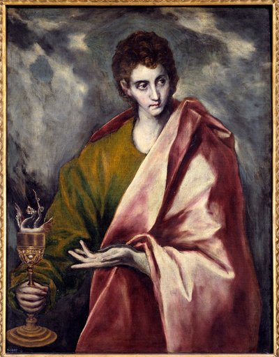 Święty Jan Ewangelista Obraz Domenikos Theotokopoulos dit El Greco (1541-1614) XVII w. Ndz. 0,9x0,77 m Madryt, Musee du Prado - Św. Jan Ewangelista. Obraz Domenikos Theotokopoulosa znany jako El Greco (1541-1614) autorstwa El Greco