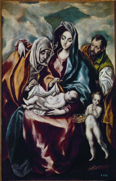 Dziewica z Dzieciątkiem (Święta Rodzina ze św. Janem Chrzcicielem i św. Anną) (olej na płótnie) autorstwa El Greco