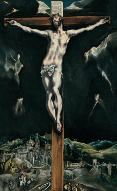 Chrystus ukrzyżowany z Toledo w tle autorstwa El Greco