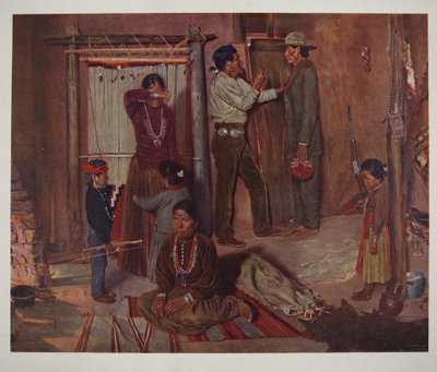 Wyjście z domu do szkoły indyjskiej Carlisle (chromolitho) autorstwa Elbridge Ayer Burbank