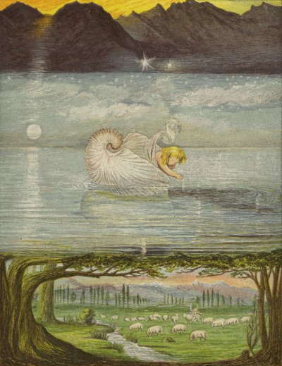Złota łódź na wielkiej, wielkiej wodzie (kolor lito) autorstwa Eleanor Fortescue-Brickdale