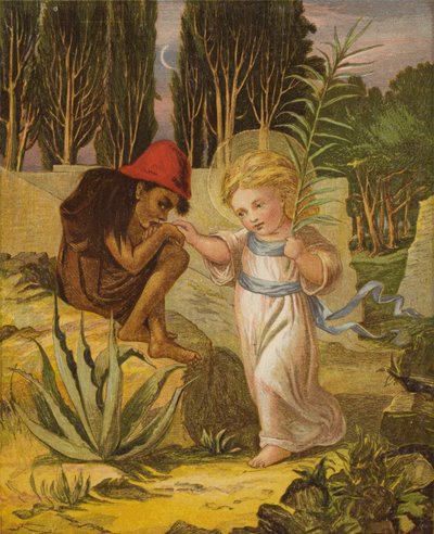 Małe uśmiechnięte dziecko, które nosiło świetlistą koronę (kolor lito) autorstwa Eleanor Fortescue-Brickdale