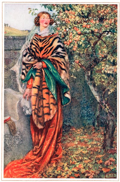 Na który król patrzył na nią tępo i mijał, ilustracja z „Idylls of the King” Alfreda Tennysona (1809-92), wydanej przez Hodder & Stoughton autorstwa Eleanor Fortescue Brickdale