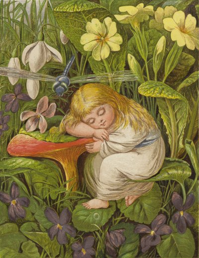 Ale pogrążył się tylko we śnie rozkoszy (kolor lito) autorstwa Eleanor Fortescue Brickdale