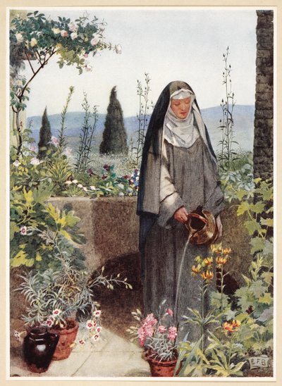 Św. Klara, ze „Złotej Księgi Sławnych Kobiet”, wyd. 1919 (kolor lito) autorstwa Eleanor Fortescue Brickdale