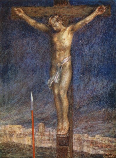 Triumf króla, „Wykonało się” (kolor lito) autorstwa Eleanor Fortescue-Brickdale