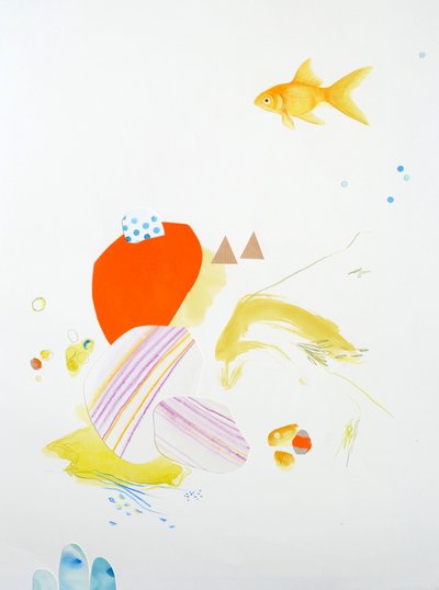 Fish Composition, 2015 (akwarela i kolaż na papierze) autorstwa Eleanor Grafton