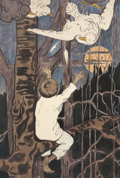Ilustracja do Opowieści Synko-Philipko, lata 90. XIX wieku autorstwa Elena Dmitryevna Polenova