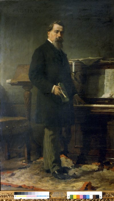 Amilcare Ponchielli (1834 - 1886). Włoski kompozytor. Obraz Eleuterio Pagliano. autorstwa Eleuterio Pagliano