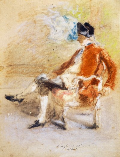 Figura w stroju z XVIII w., ok. 1890 (pastel na papierze) autorstwa Eleuterio Pagliano