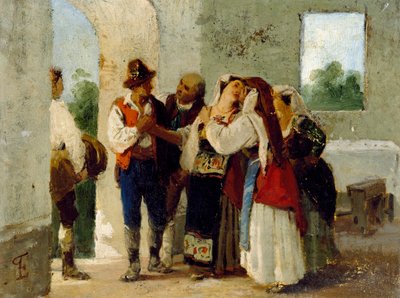 Chłop opuszcza rodzinny dom, aby wziąć ślub w innej wiosce autorstwa Eleuterio Pagliano