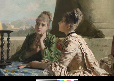 Lekcja geografii, 1880 autorstwa Eleuterio Pagliano