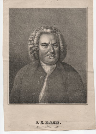 Johann Sebastian Bach (1685-1750) (ok. 1850, rycina) autorstwa Elias Gottleib (after) Haussmann